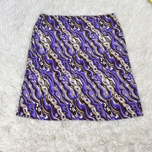 La Movers Womens Retro Mini Skirt Y2k Purple Abstract Bohemian Stretch Large - Picture 9 of 10